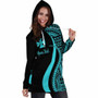 Wallis and Futuna Custom Personalised Hoodie Dress - Turquoise Polynesian Tentacle Pattern 4