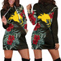 Papua New Guinea Hoodie Dress - Papua New Guinea Flag Hibiscus 1