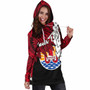 Tahiti Polynesian Custom Personalised Hoodie Dress - Tribal Wave Tattoo Flag Style 4