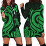 Wallis and Futuna Women Hoodie Dress - Green Tentacle Turtle 1