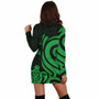 Wallis and Futuna Women Hoodie Dress - Green Tentacle Turtle 2