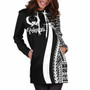 Pohnpei Women Hoodie Dress - White Polynesian Tentacle Tribal Pattern 5