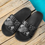 Fiji Slide Sandals - Turtle Hibiscus Pattern Black 3