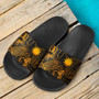 Nauru Slide Sandals - Turtle Hibiscus Pattern Gold 3