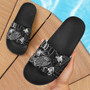 Papua New Guinea Sandals - Turtle Hibiscus Pattern Black 1