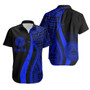 American Samoa Custom Personalised Short Sleeve Shirts - Blue Polynesian Tentacle Tribal Pattern 1