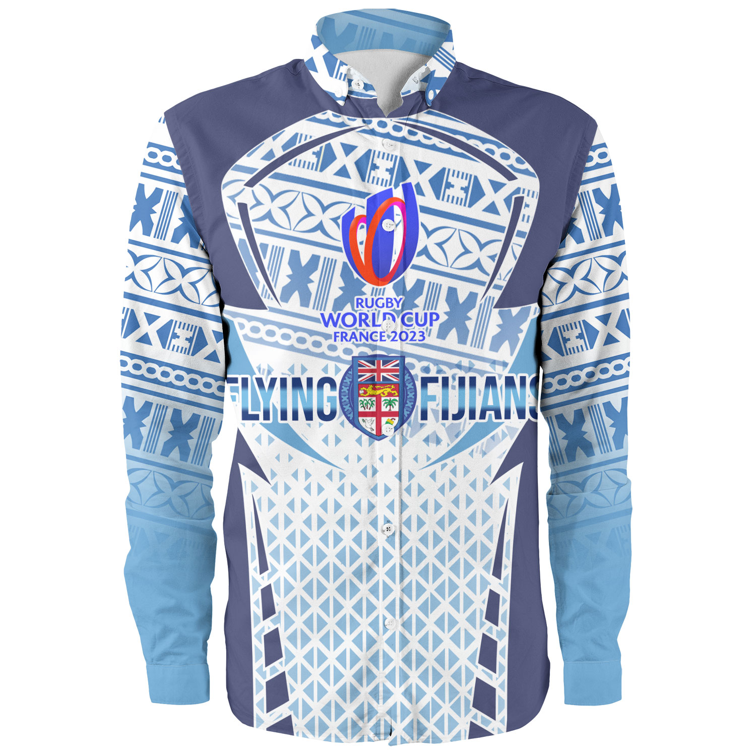 Fiji Sweatshirt Custom Fiji Rugby X RWC 2023 Flying Fijians Supporter Poly Tribal  Jersey