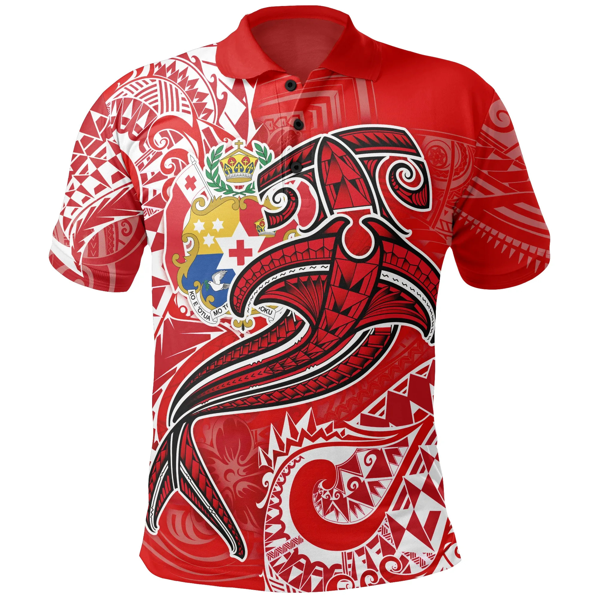 Tonga Polynesian Lion And Butterfly Red Hawaiian Shirts