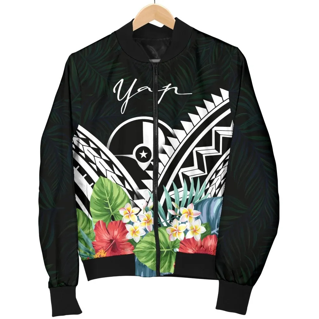 Yap Bomber Jacket - Yap Coat of Arms & Polynesian Tropical