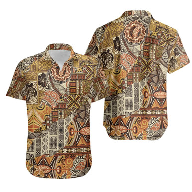 Polynesian Short Sleeve Shirt - Tribal Fabric Patchwork Special Style