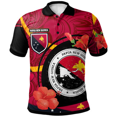 Papua New Guinea Polo Shirt - Custom Papua New Guinea Flag with Hibicus ...