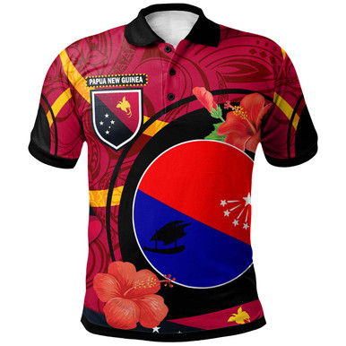 Papua New Guinea Polo Shirt - Central Province Flag of PNG with Hibicus ...