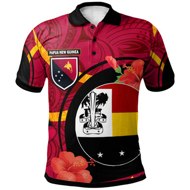 Papua New Guinea Polo Shirt - Madang Flag of PNG with Hibicus and ...