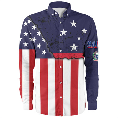 Samoa Long Sleeve Shirt American Samoa Map With American Flag