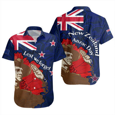 New Zealand Short Sleeve Shirt - FLag Anzac Day Maori Patterns