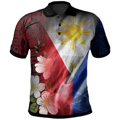 The Philippines Polo Shirt - Filipino Flag with Islander Patterns