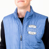 Custom vest with polyester shell and lining, available for embroidery with uploaded artwork