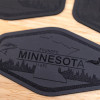 Custom DecoPress Leather Patches Close up