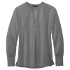 Brooks Brothers Women's Open-Neck Satin Blouse Shadow Grey