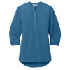 Port Authority Ladies 3/4-Sleeve Textured Crepe Tunic Aegean Blue