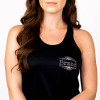 Custom rhinestone racerback tank with left chest design, 100% polyester interlock with PosiCharge technology