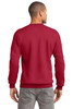 Model wearing the Port & Company® Tall Essential Fleece Crewneck Sweatshirt in red