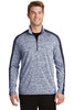 Sport-Tek® PosiCharge® Electric Heather Colorblock 1/4-Zip Pullover modeled