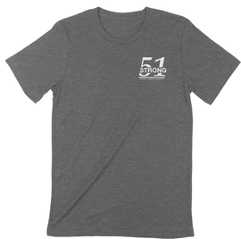 51 Strong | Short Sleeve Tee with Left Chest Logo - Grey, White Logo