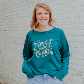 Down Home | Merry & Bright Crewneck Sweatshirt - dark teal