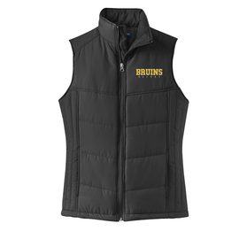 Fargo South Bruins Hockey embroidered puffy vest with water-resistant finish.