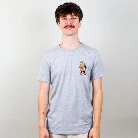 Moorhead Schools Spuds Logo Tee Athletic Heather on a model