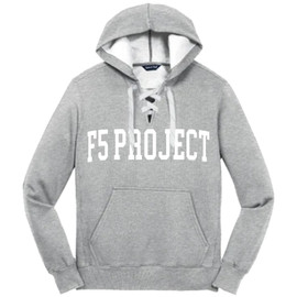 F5 Project | College Letter Lace-Up Hoodie Athletic Heather