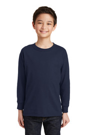 Gildan® Youth Heavy Cotton™ 100% Cotton Long Sleeve T-Shirt model front