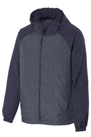 Sport-Tek® Heather Colorblock Raglan Hooded Wind Jacket