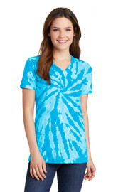 Port & Company® Women's Tie-Dye V-Neck Tee model front