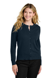 Port Authority® Women's Easy Care Crewneck Cardigan Sweater model front