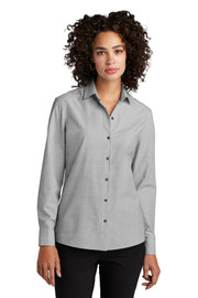 Mercer+Mettle® Women's Long Sleeve Stretch Woven Shirt model front