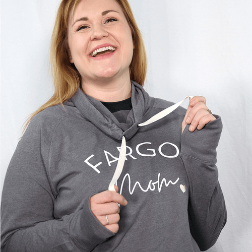 Fargo Mom | Sueded Cotton Logo Cowl Neck pullover