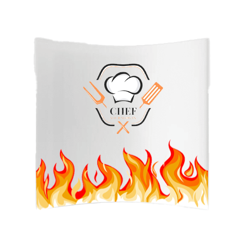 Double-sided tradeshow backdrop with graphic covering front and back for a professional display