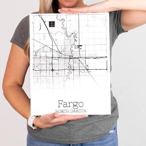 Fargo City Map Wall Hanging for home of office decoration in Fargo or Moorhead