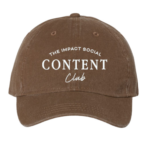 Content Club Hat for Impact Social, embroidered canvas logo hat