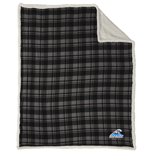 Riptide | Flannel Sherpa Blanket Black Uneven Plaid