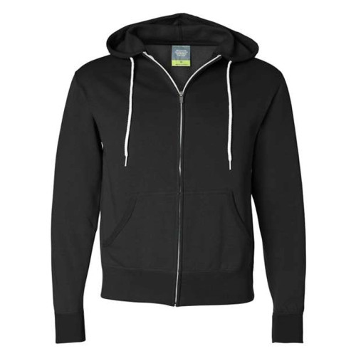 Lightweight Full-Zip Hooded Sweatshirt Black