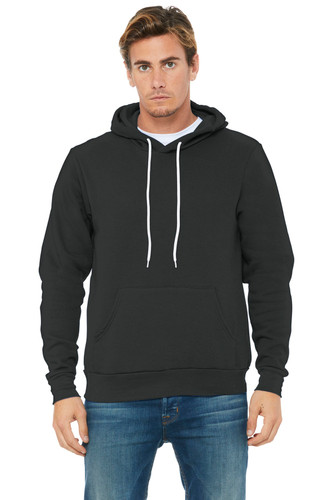 BELLA+CANVAS ® Unisex Sponge Fleece Pullover Hoodie modeled in black