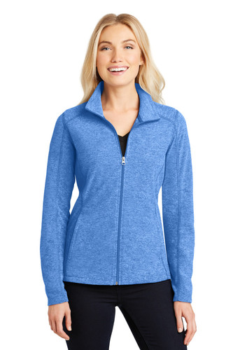 Port Authority® Women's Heather Microfleece Full-Zip Jacket model front