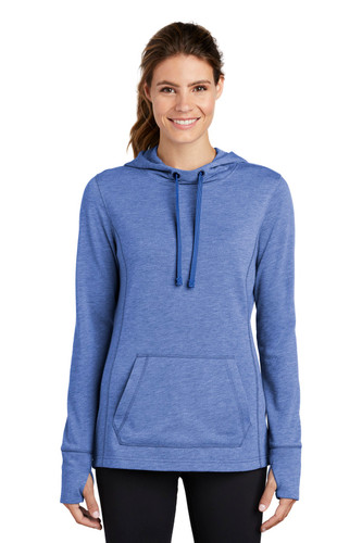 Sport-Tek ® Women's PosiCharge ® Tri-Blend Wicking Fleece Hooded Pullover model front