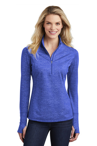 Sport-Tek ® Women's Sport-Wick ® Stretch Reflective Heather 1/2-Zip Pullover model front