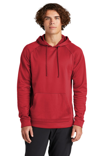 Sport-Tek® Re-Compete Fleece Pullover Hoodie in red model front