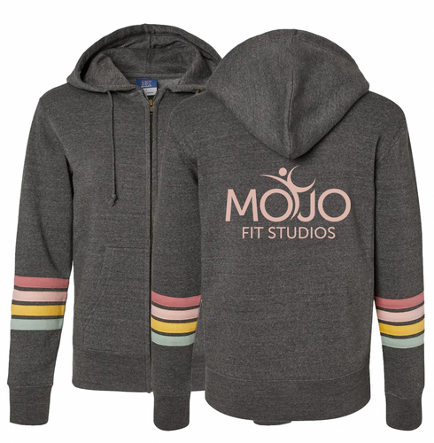 Mojo Fit Studios |  Stripe Sleeve Zip Hoodie
