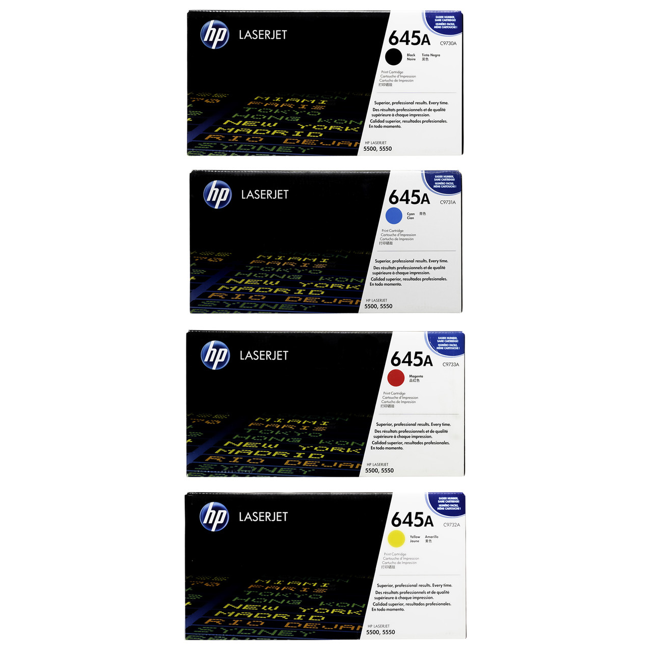 Original HP 645A LaserJet Toner Set (C9730A, C9731A, C9732A, C9733A) -  Black, Cyan, Magenta, Yellow